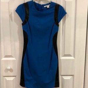 Diane von Furstenberg Blue and Black Leather Dress